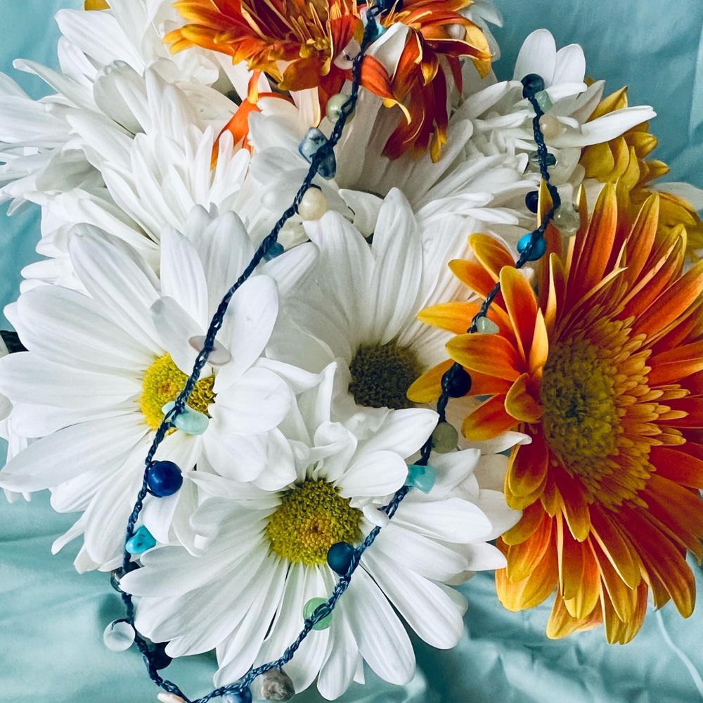 Handmade precious stone necklace - 32” - Beach Rain
